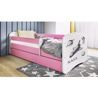 KINDERBETT NASA 70x140 cm mit Matratze, Schublade, Rausfallschutz & Lattenrost, Rosa - Rosa, Holzwerkstoff (70/140cm) - RAUMHIRSCH FURNITURE