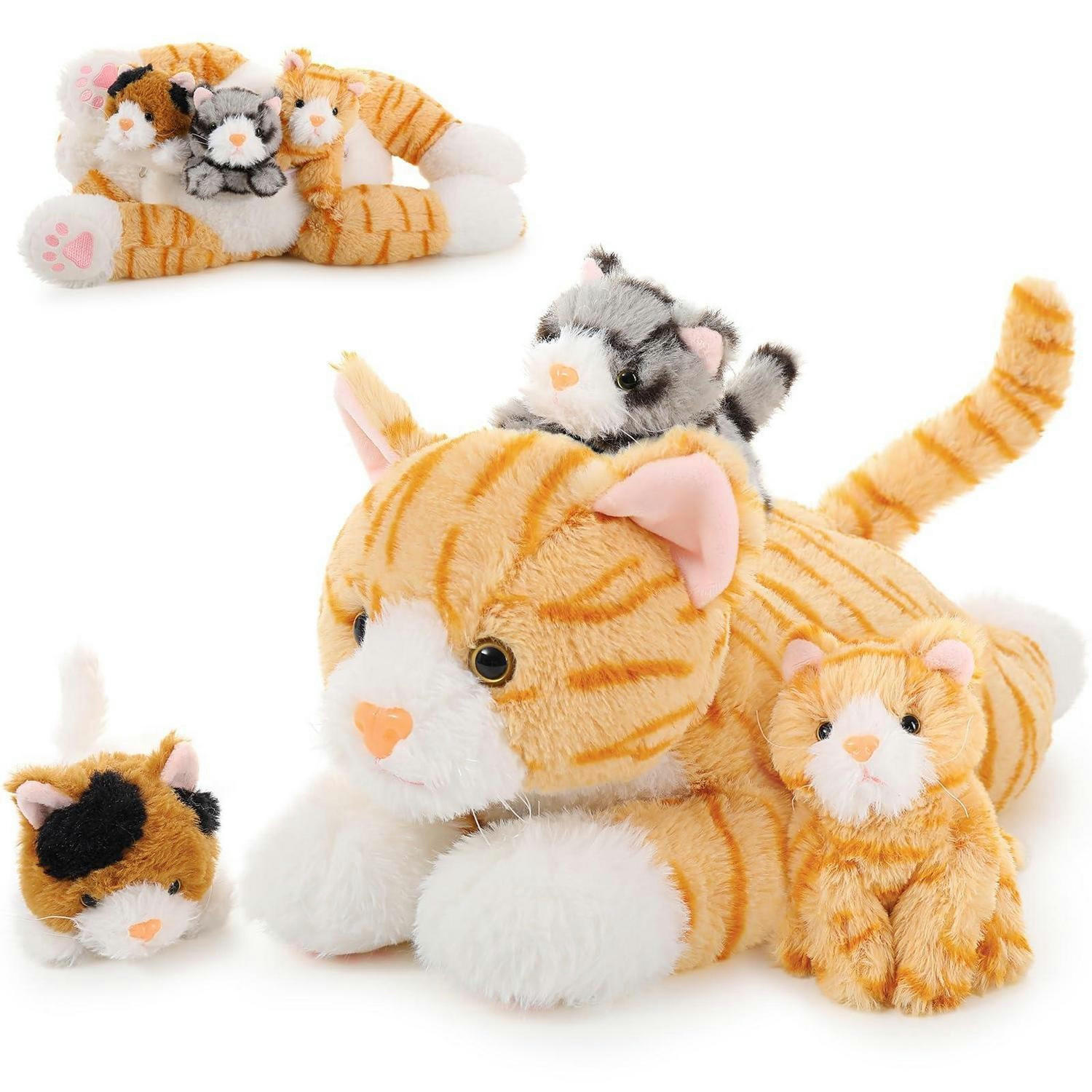 PLÜSCHTIER Katze mit 3 Babys 40 cm - Multicolor, Textil (18/40cm)