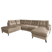 WOHNLANDSCHAFT mit Longchair - Schwarz/Cappuccino, Textil (297/90/200cm) - home24