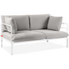 GARTENSOFA RAMBE 2-Personen mit Kissen, Weiß/Hellgrau - Hellgrau/Weiß, Textil/Metall (150/80/80cm) - KONSIMO®
