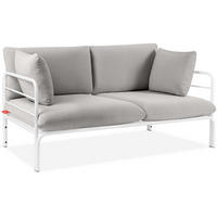 GARTENSOFA RAMBE 2-Personen mit Kissen, Weiß/Hellgrau - Hellgrau/Weiß, Textil/Metall (150/80/80cm) - KONSIMO®