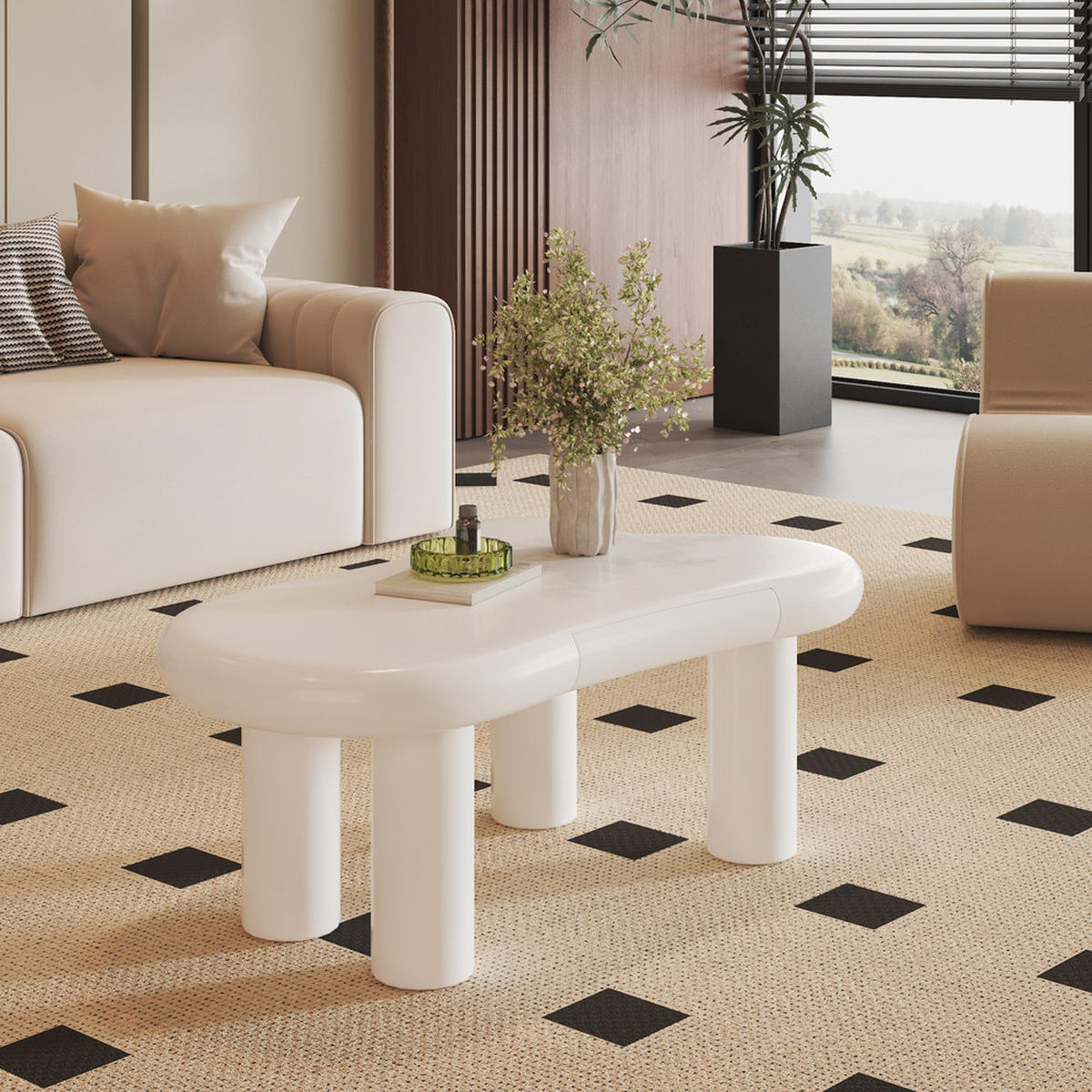 COUCHTISCH Cloud-Form MDF LED 16-Farben Schublade Modern Weiß - Weiß, Holz (40.64/35.56/35.56cm) - FLIEKS