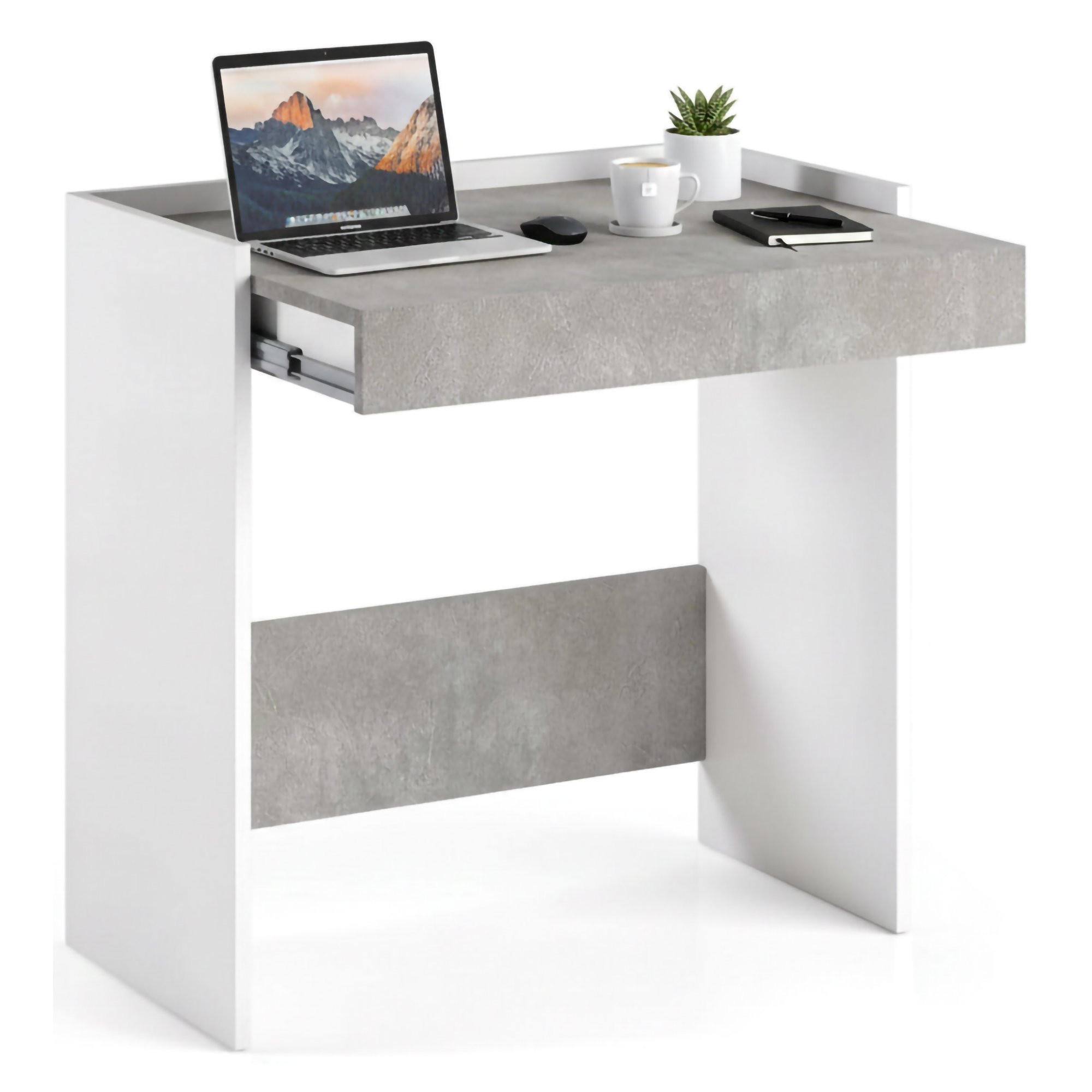 SCHREIBTISCH Weiß, Zement 40/80/79 cm - Weiß/Grau, Holzwerkstoff (40/80/79cm) - DMORA