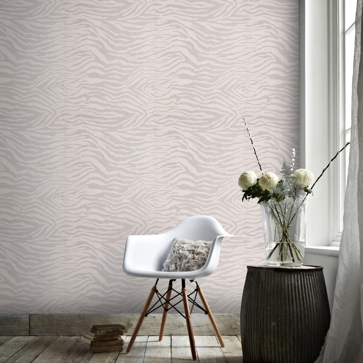 VLIESTAPETE Zebra Glitzer 1005x52cm - Silberfarben, Papier/Kunststoff (52/1000cm) - Superfresco Easy