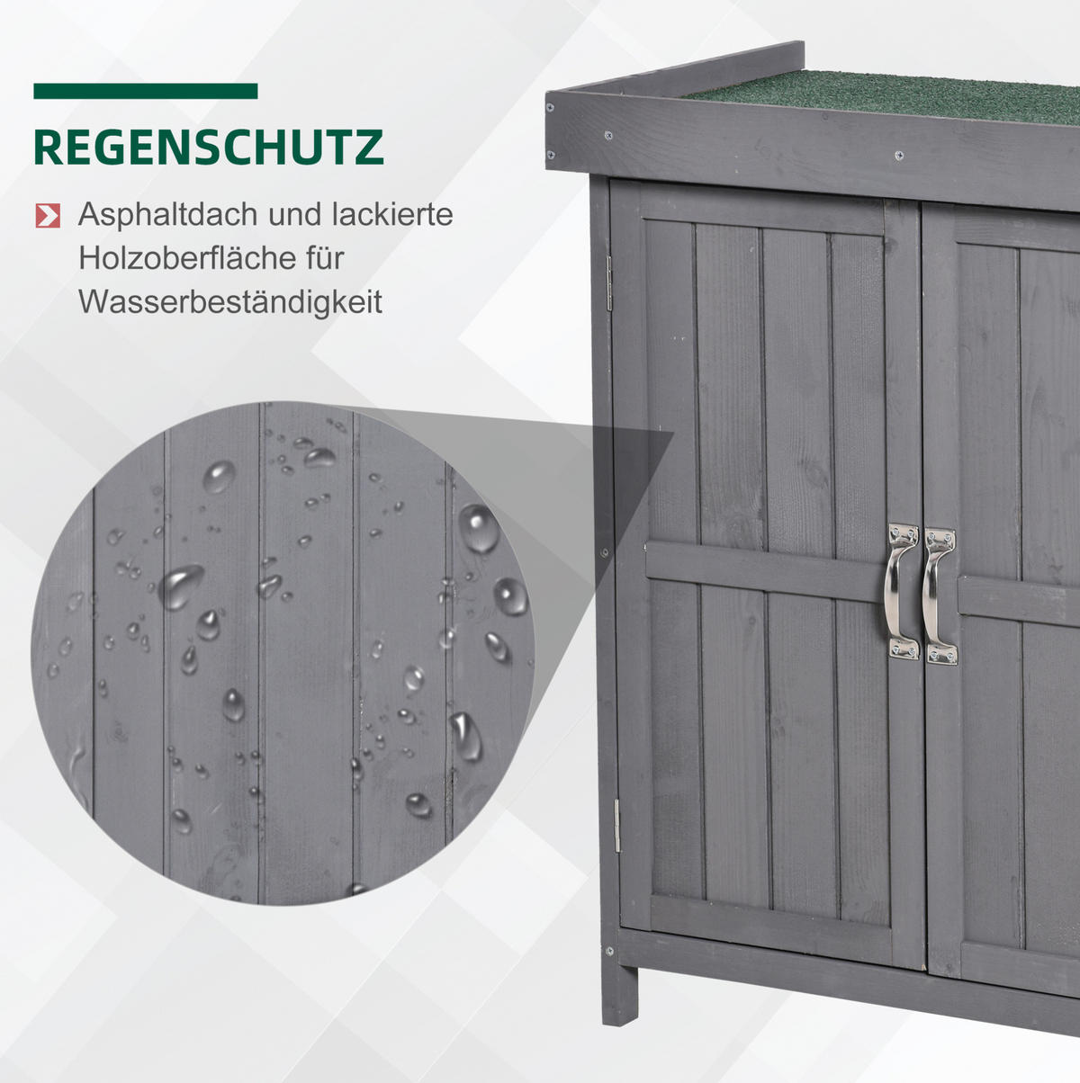 GARTENSCHRANK aus Tannenholz 74x43x88 cm in Grau mit Doppeltür - Grau, Holz (43/88/74cm) - Modfu