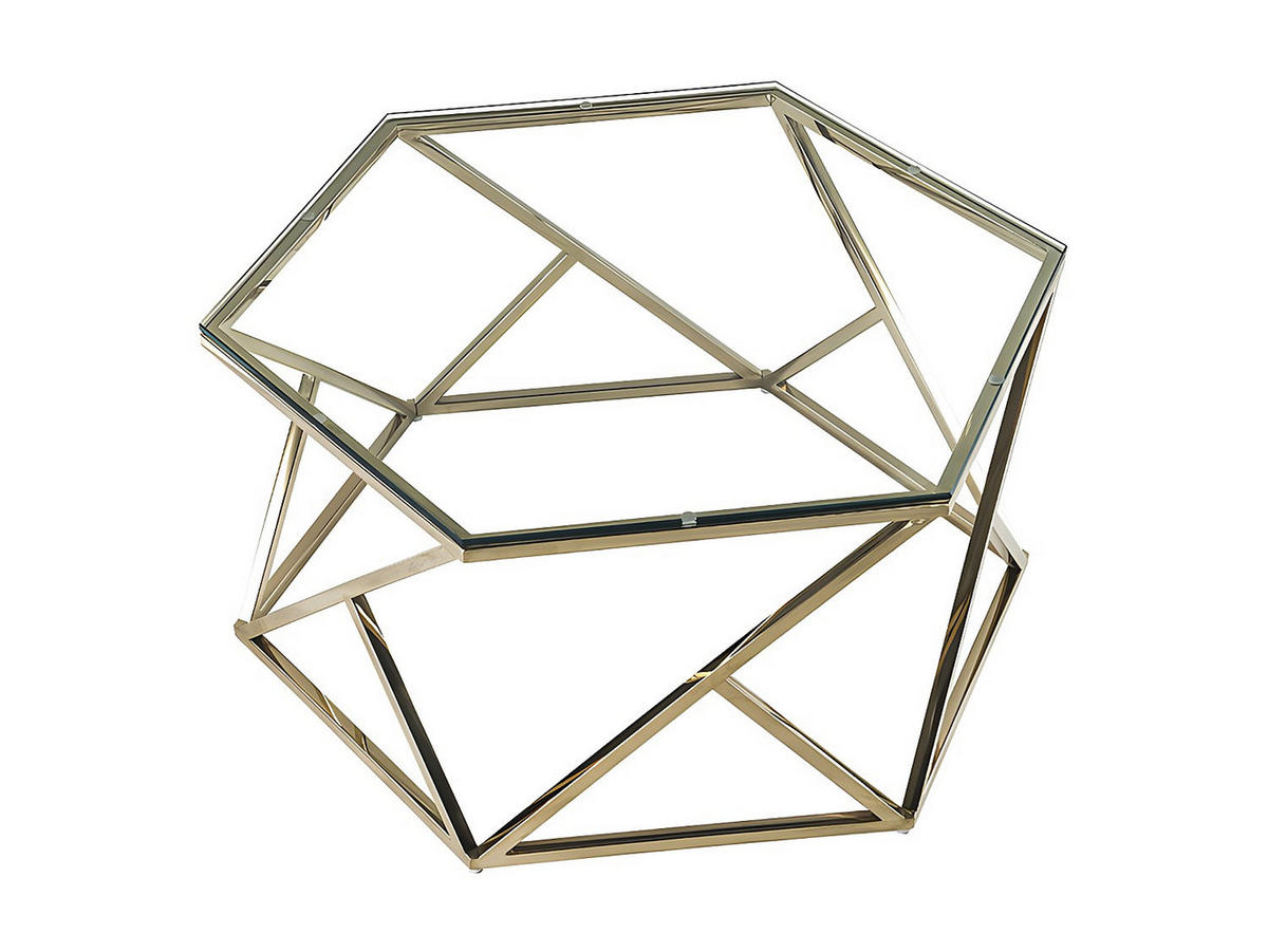 COUCHTISCH - Glas & Stahl - Goldfarben - KERIANE - Goldfarben, Glas (69.5/80/38.5cm) - Pascal Morabito