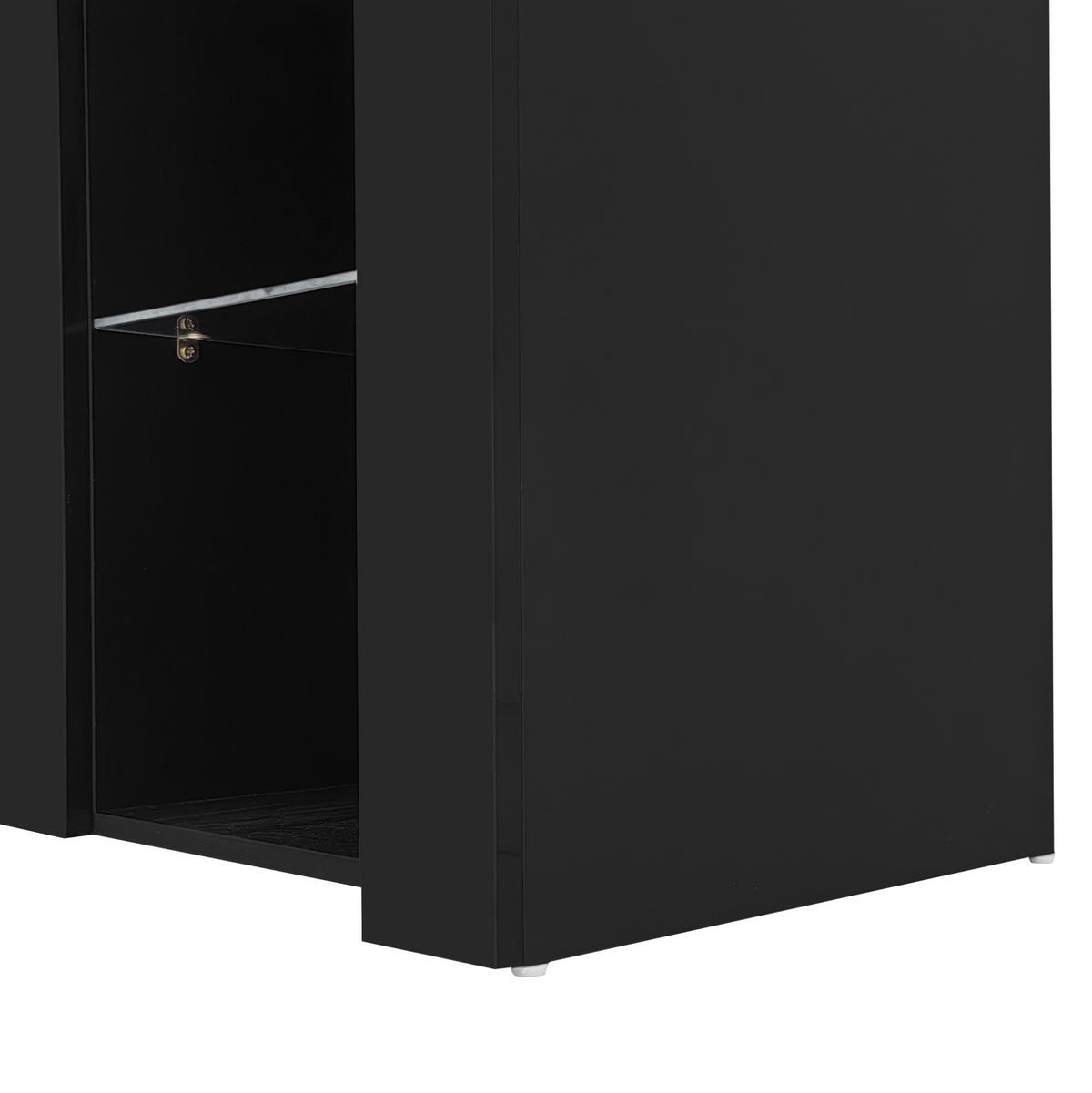 SIDEBOARD 95/83/35 cm Schwarz aus Spanplatte mit Glasregalen - Schwarz, Holzwerkstoff (35/83/95cm) - OKMYHOME