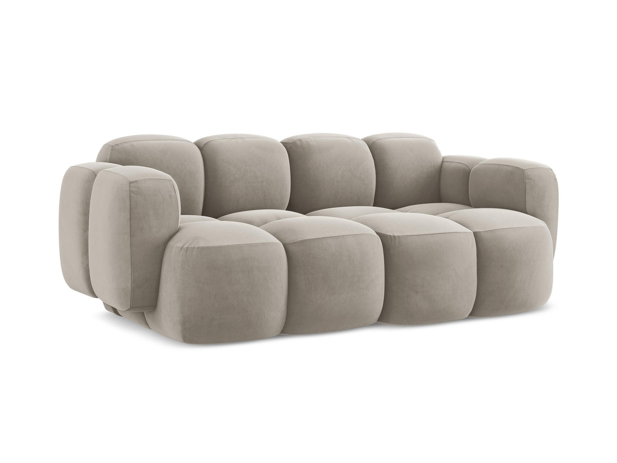 2-SITZER SOFA Samt Stoff Grau - Taupe/Schwarz, Holzwerkstoff/Kunststoff (210/72/115cm) - Makamii