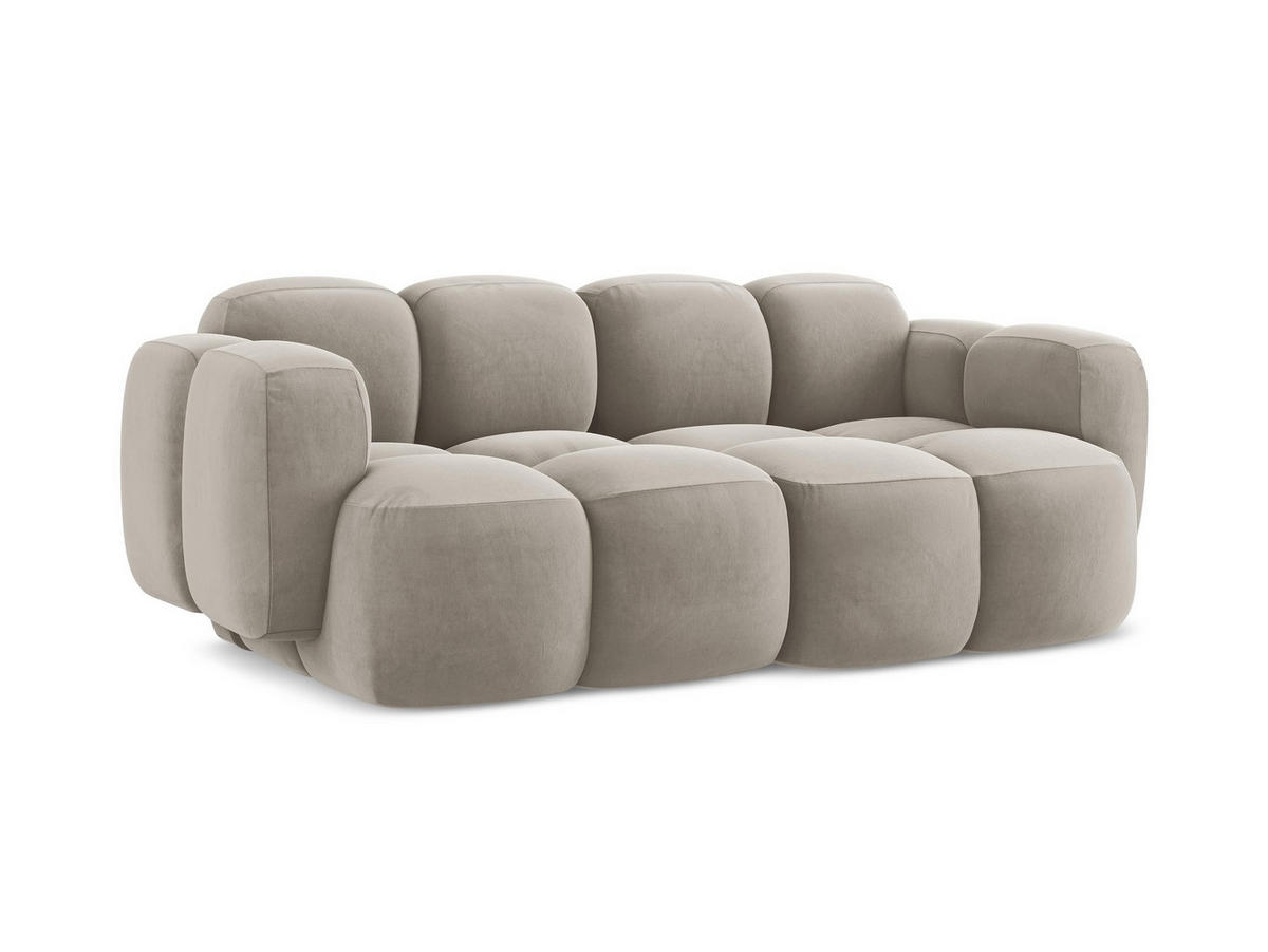 2-SITZER SOFA Samt Stoff Grau - Taupe/Schwarz, Holzwerkstoff/Kunststoff (210/72/115cm) - Makamii