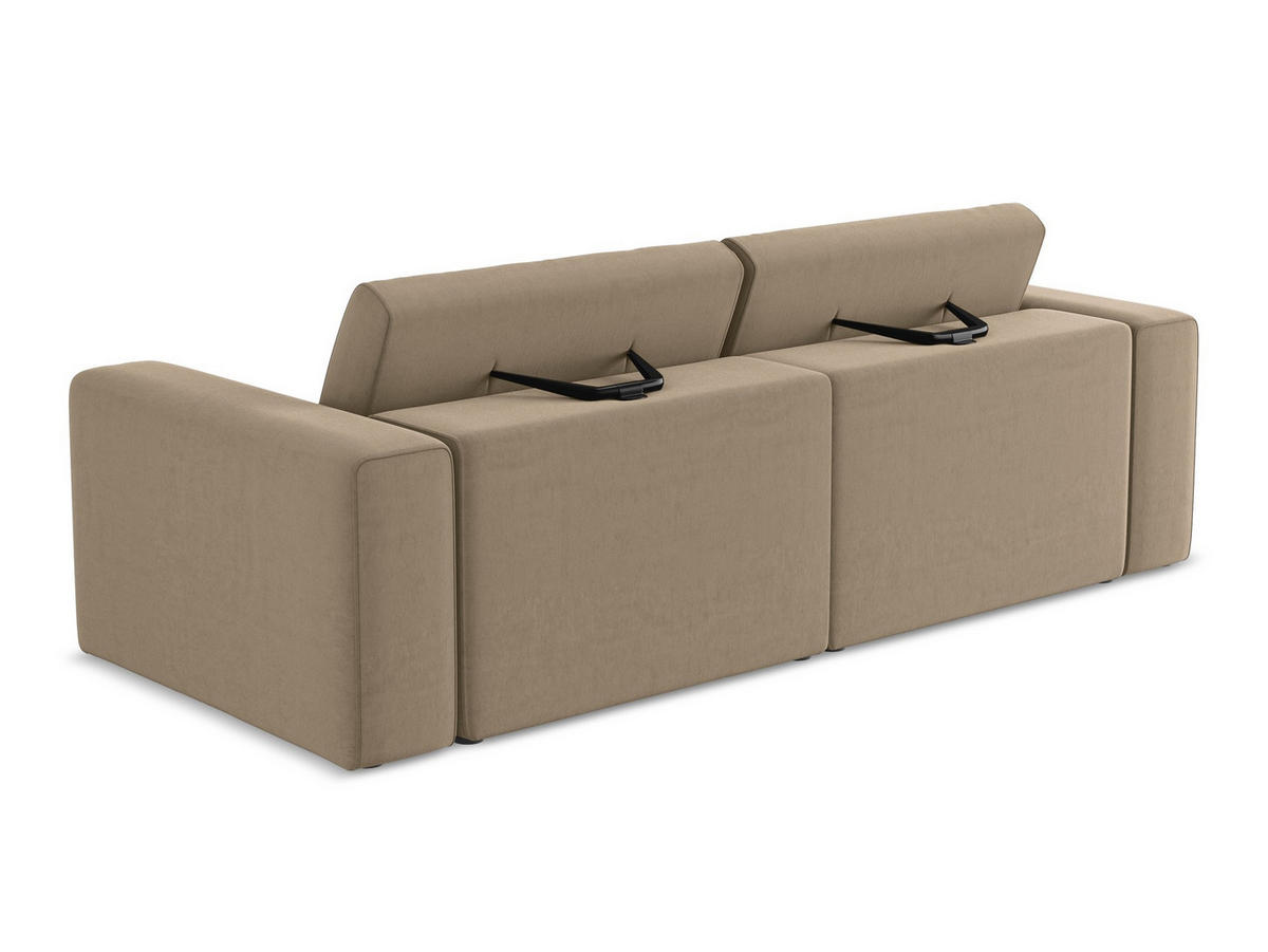 3-SITZER SOFA Samt Stoff Beige - Beige/Schwarz, Kunststoff/Textil (224/80/103cm) - Makamii