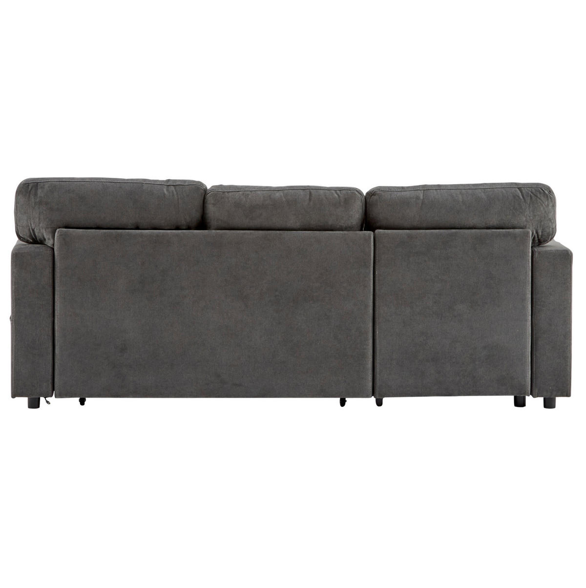 ECKECKSCHLAFSOFA Oxford-Stoff mit USB-Anschluss und Stauraum Dunkelgrau 214/131/87 cm - Dunkelgrau, Textil (87/131cm) - Redom