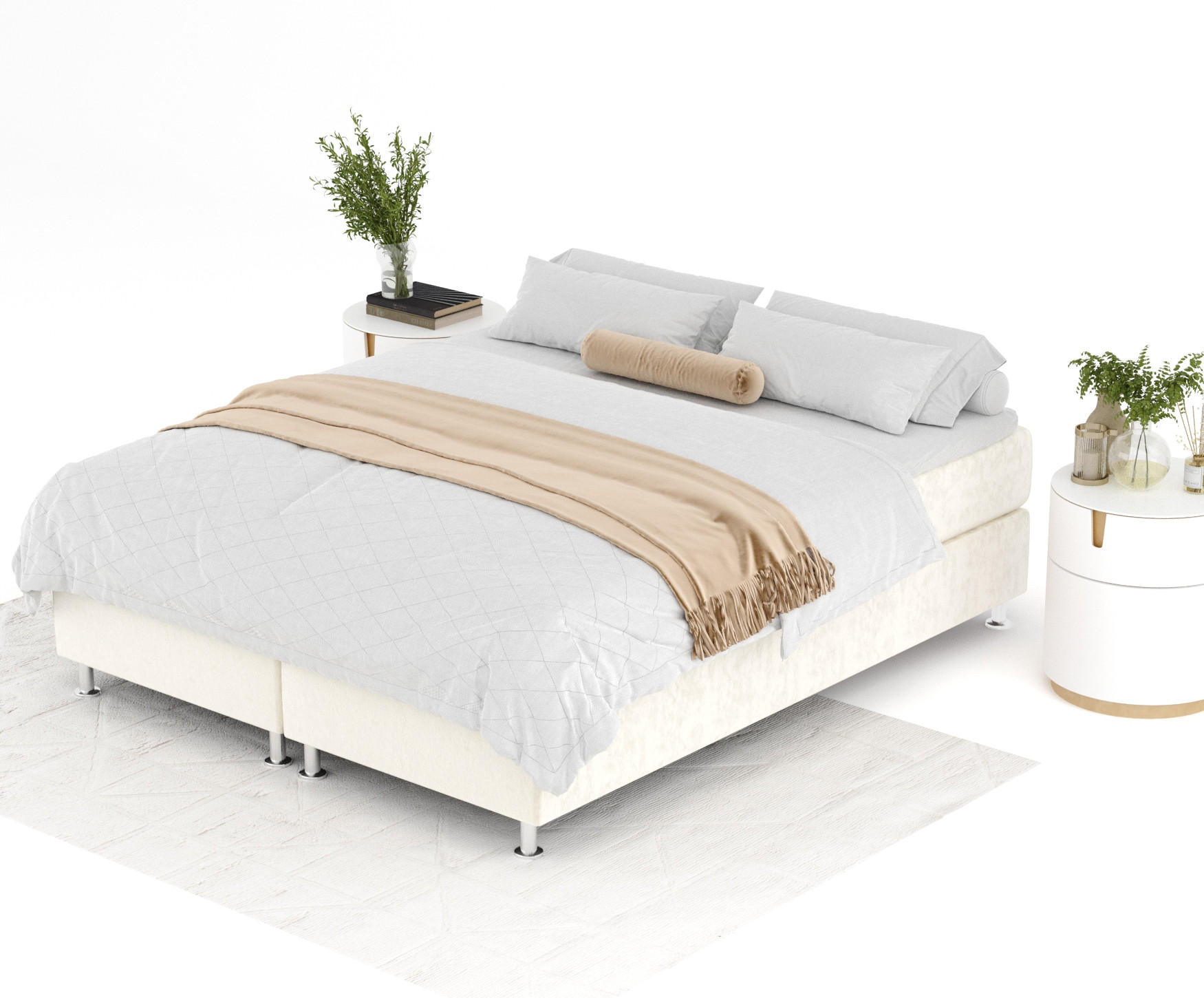 Thumbnail - Maison de Reve Boxspringbett, Creme, Textil, Buche, Kiefer, H3, Höhe ca. 21 cm, 180x200 cm, Oeko-Tex® Standard 100, FSC ...