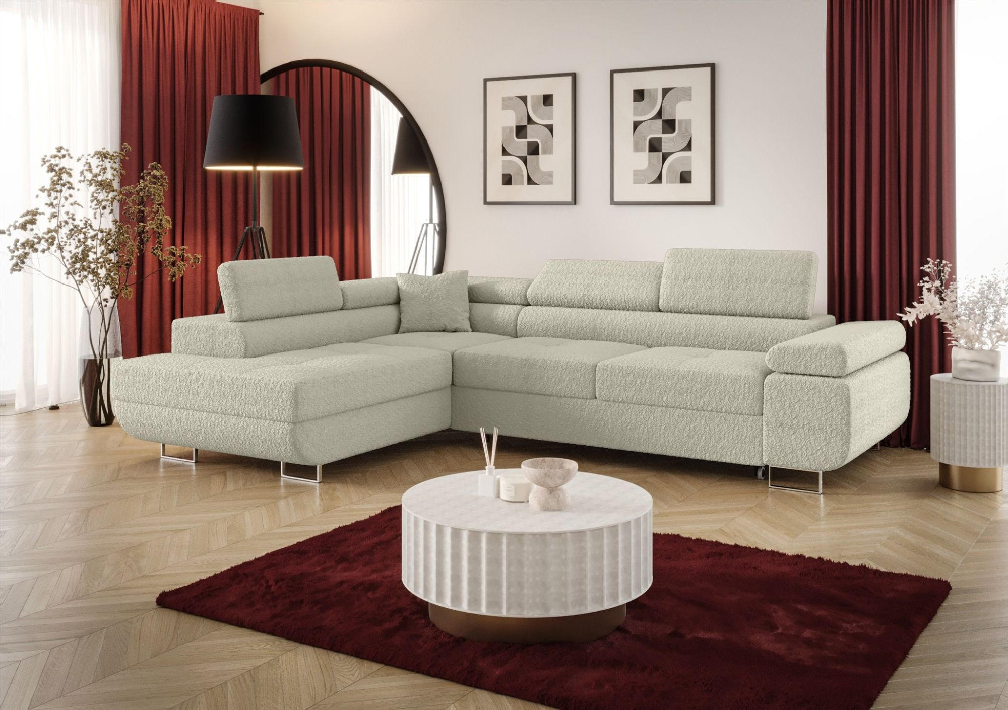 ECKSOFA Monaro Mit Schlaffunktion - Beige, Holzwerkstoff/Textil (275/202cm) - Fun Möbel