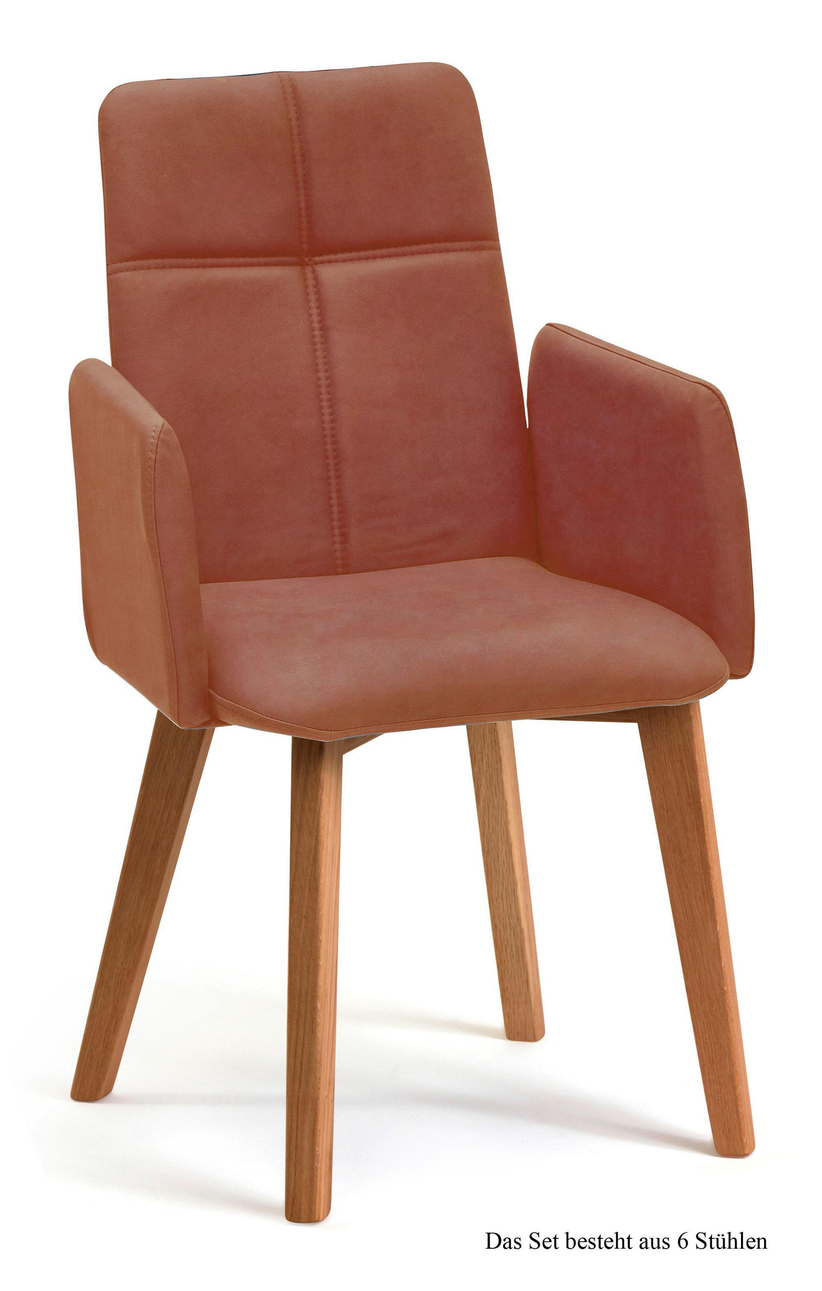 ARMLEHNSTUHL (6er-Set) Dardana 52x92x60 Eiche geölt/Cognac - Cognac/Eichefarben, Kunststoff (60/92/52cm) - 58aufmkessel