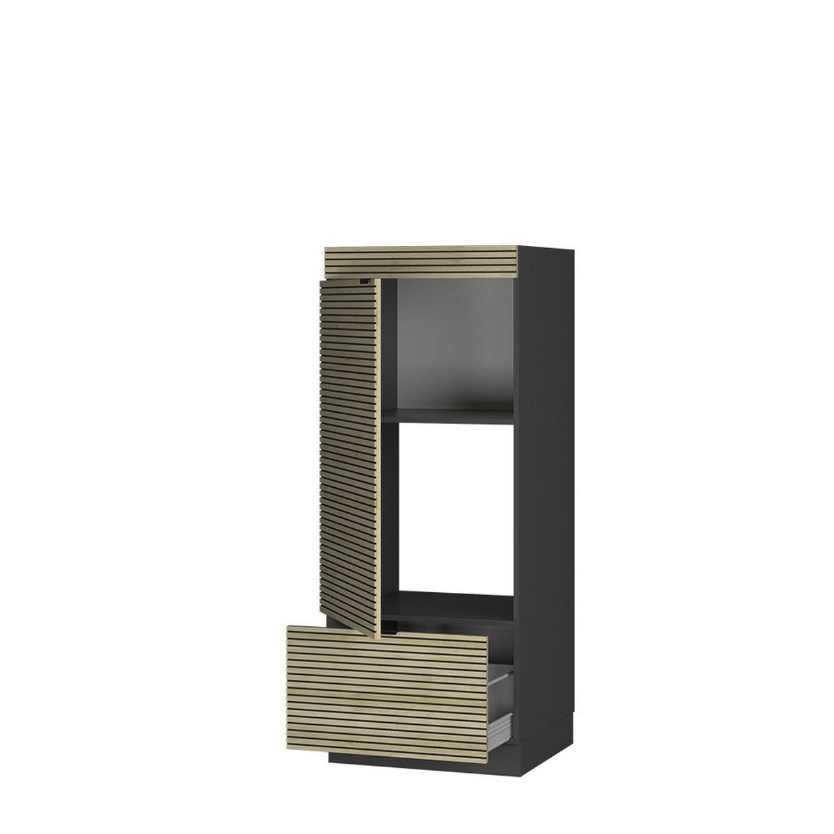 SKŘÍŇKA NA MIKROVLNNOU TROUBU Fame-Line Dubový panel - antracitová/barva dubu, kompozitní dřevo (60/153.6/58.1cm) - Vicco