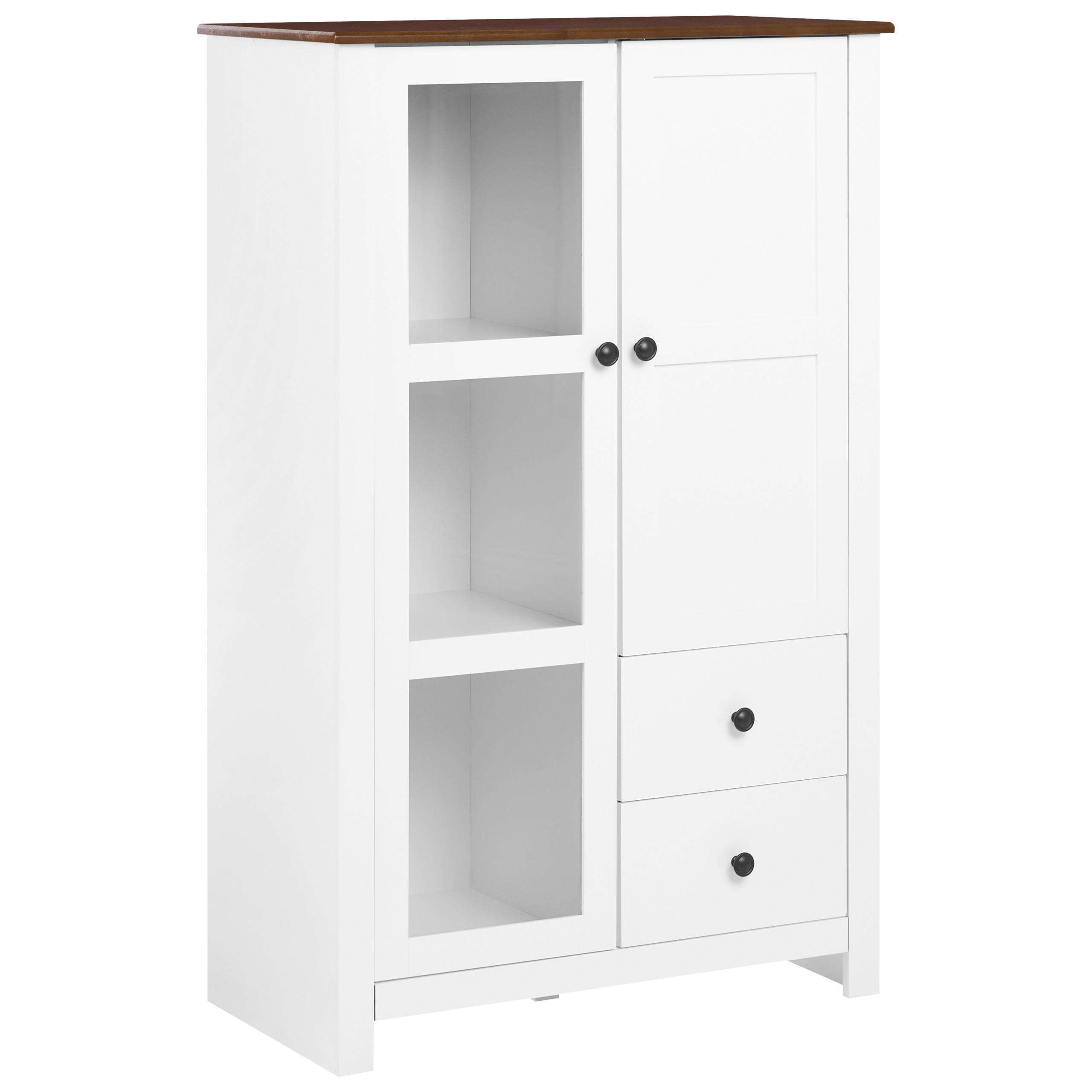 VITRÍNA 80 cm Bílá Pimba - tmavě hnědá, kompozitní dřevo (80/125/40cm) - Beliani