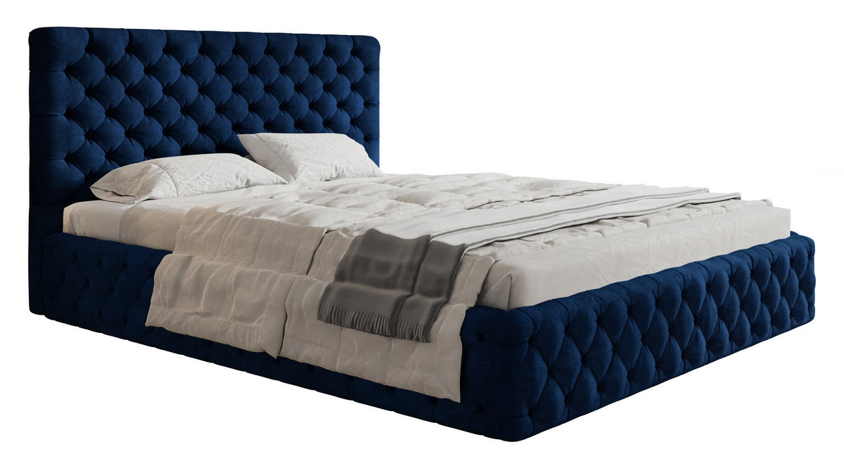 POLSTERBETT 160x200 mit Lattenrost Furis, Glamour, Blau - Blau, Holz/Textil (160/200cm) - Emporius