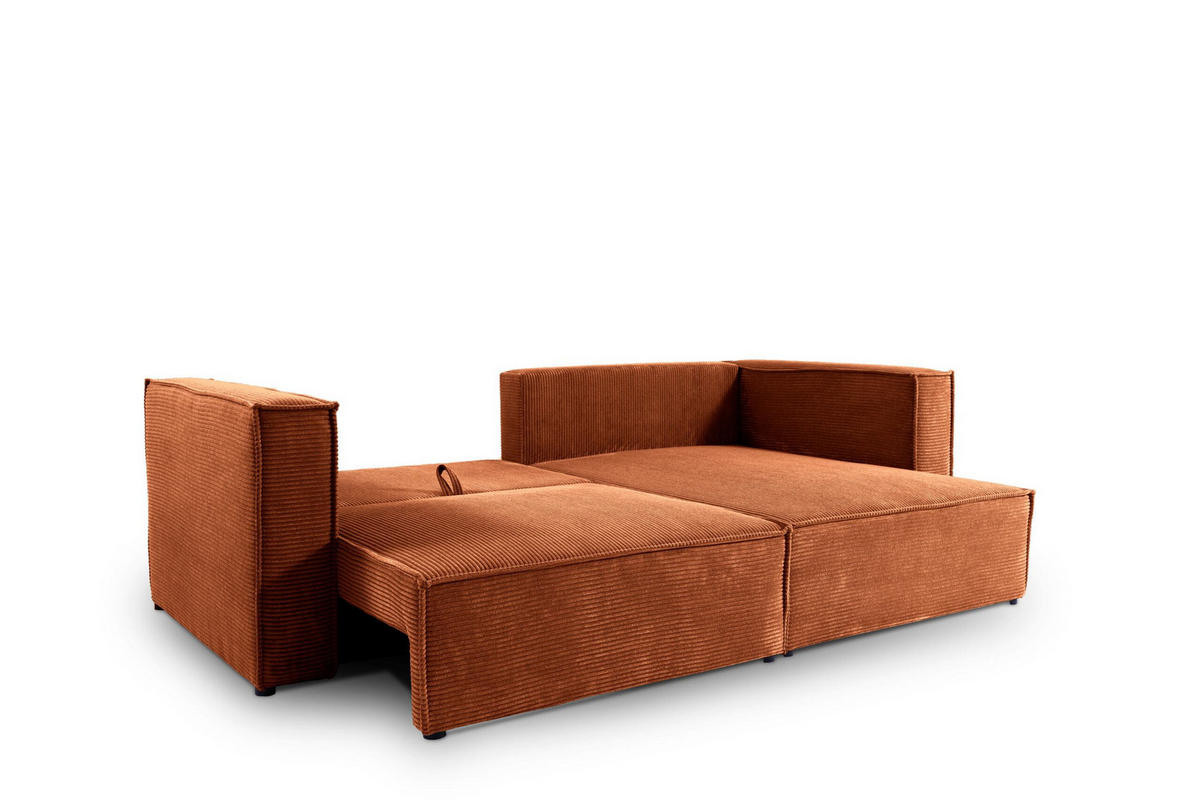 ECKSOFA mit Schlaffunktion Cord Kupfer - Orange, Textil (245/148cm) - Furnisell
