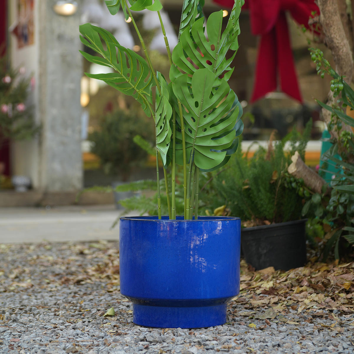 KERAMIKBLUMENTÖPFE, 3-teilig, 38,1/30,5/22,9cm, vollblaue Glasur - Blau, Keramik (38/33/38cm) - Vallsero