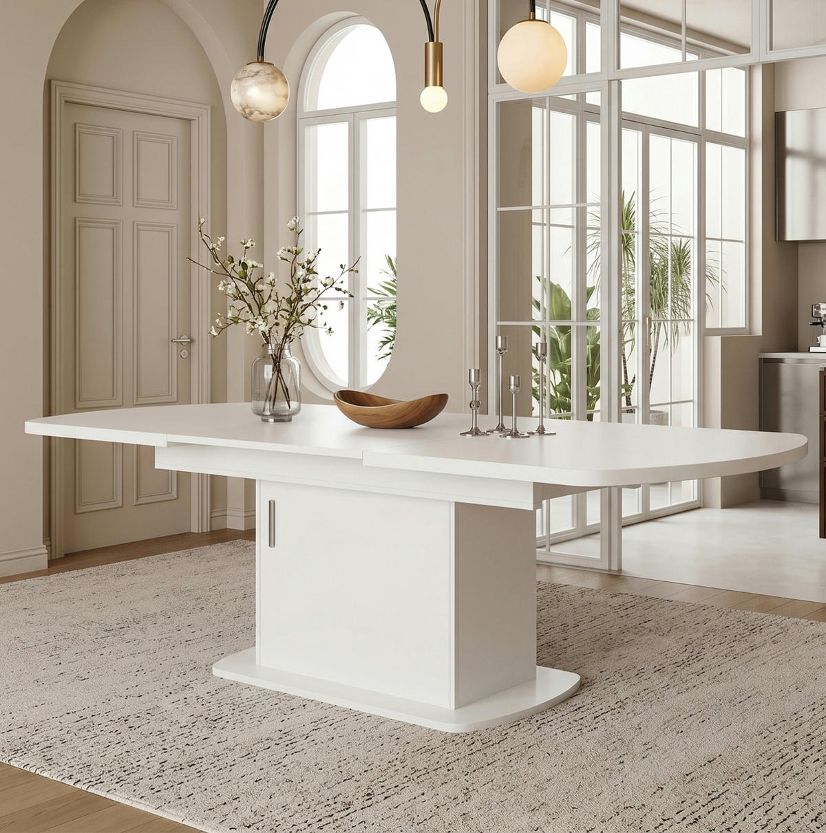 ESSTISCH 140/200x80x75 cm ausziehbar in Weiß/Silber mit Stauraum - Silberfarben, Holzwerkstoff (80/200/75cm) - BEAOK