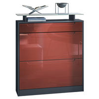 SCHUHSCHRANK Fiesta Fronten in Bordeaux Hochglanz, Griffmulden in Bordeaux Hochglanz - Bordeaux, Holzwerkstoff (89/104/23cm) - Vladon