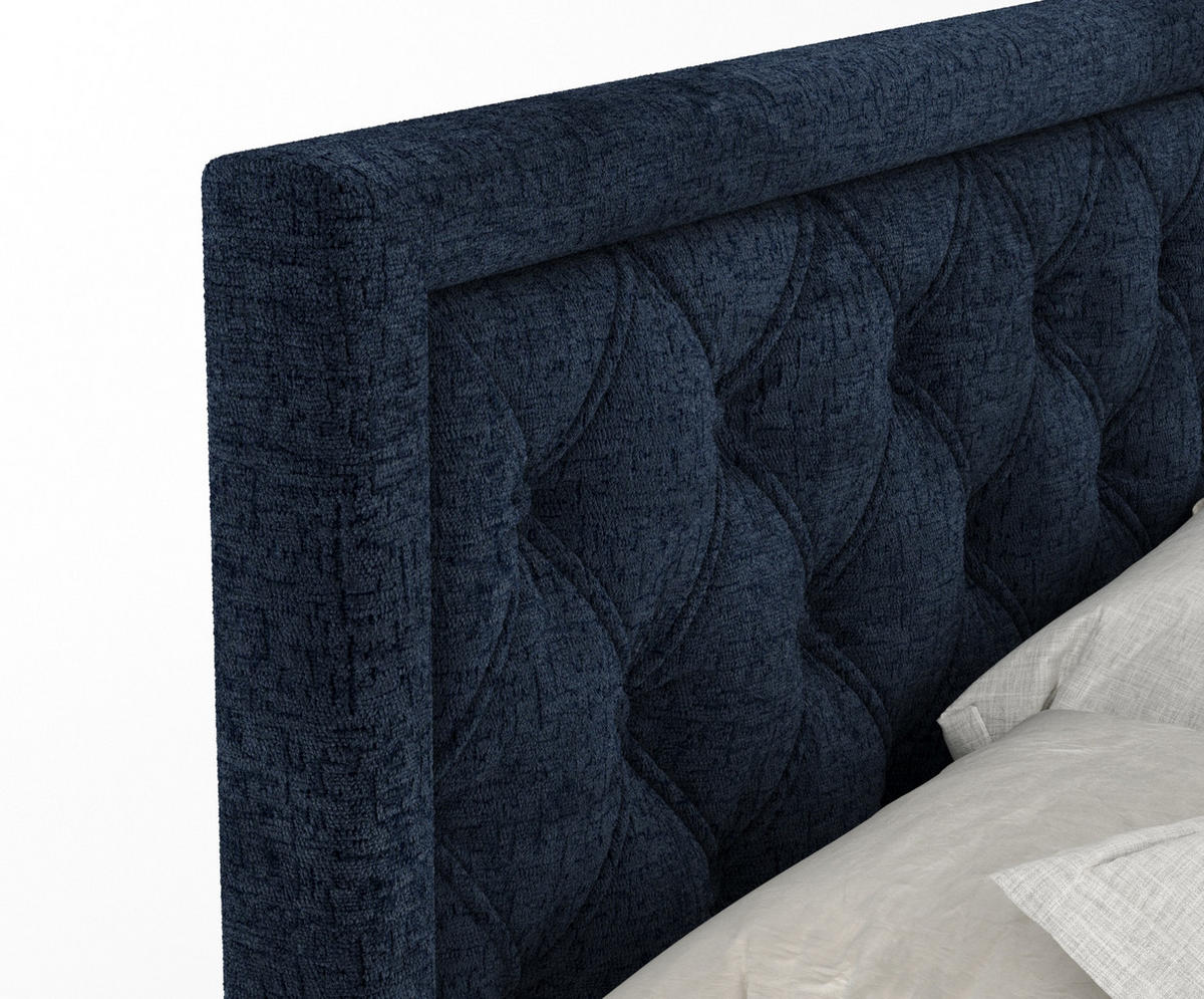 BOXSPRINGBETT Aurelia Marineblau 140/200 cm - Schwarz/Dunkelblau, Holz/Holzwerkstoff (140/200cm) - Maison de Reve