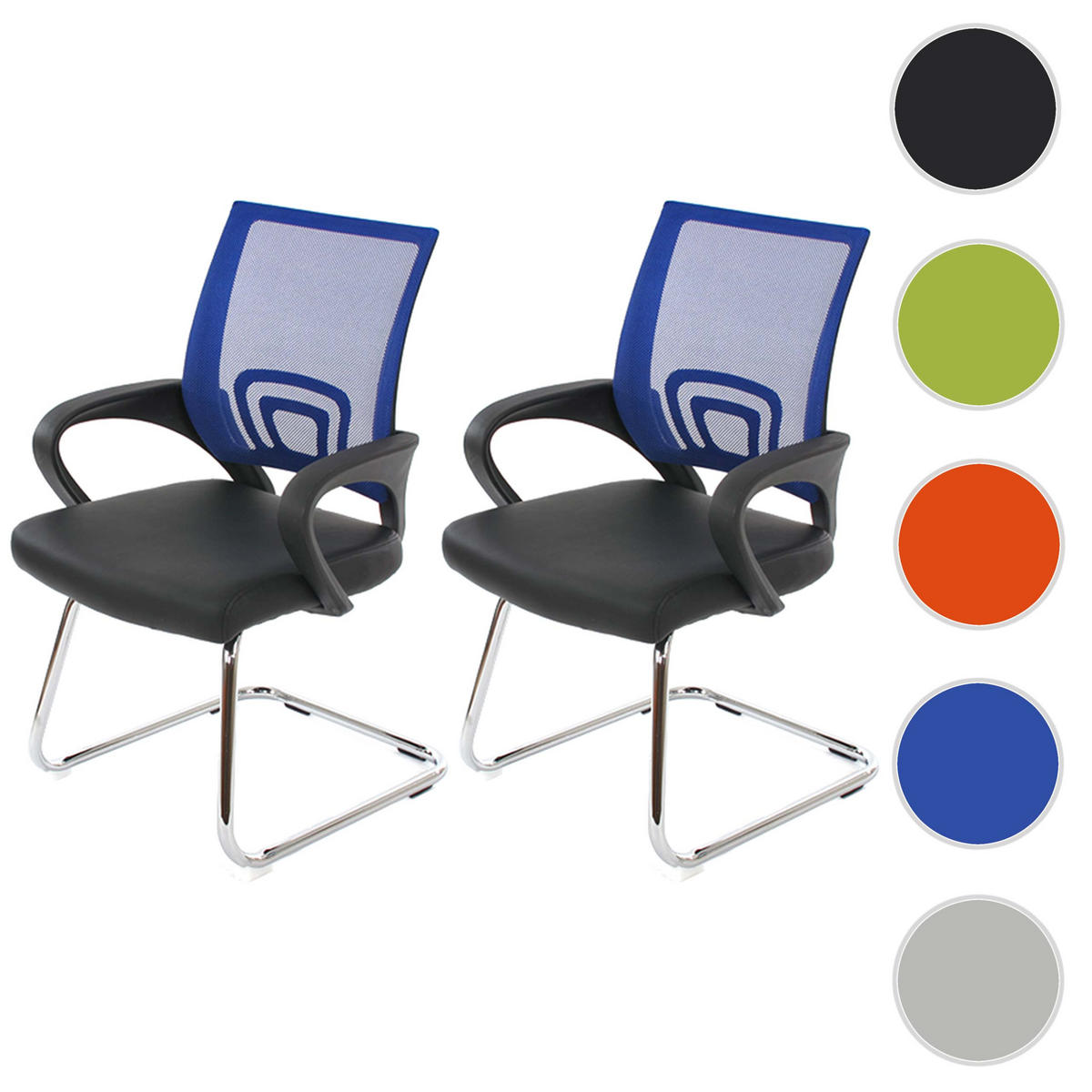 KONFERENZSTUHL Blau 2er-Set - Blau, Textil (57/92/59cm) - MCW
