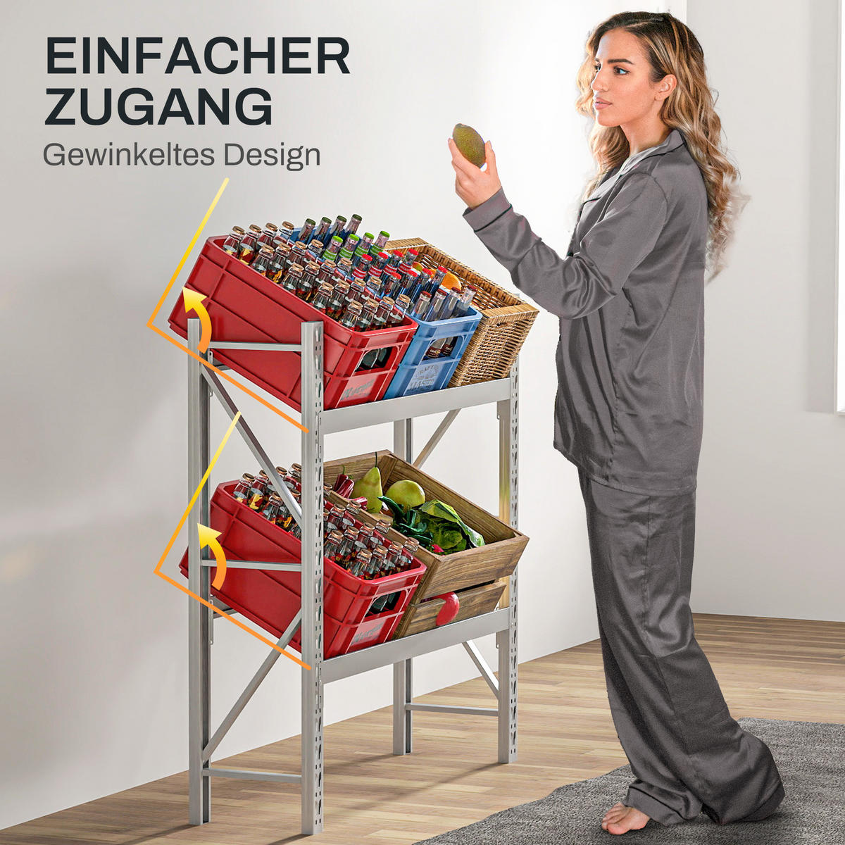 GETRÄNKEKISTENREGAL für 6 Kisten, Freistehend Getränkeregal, Stahl, Weiß - Weiß, Metall (30/110/110cm) - HOMCOM