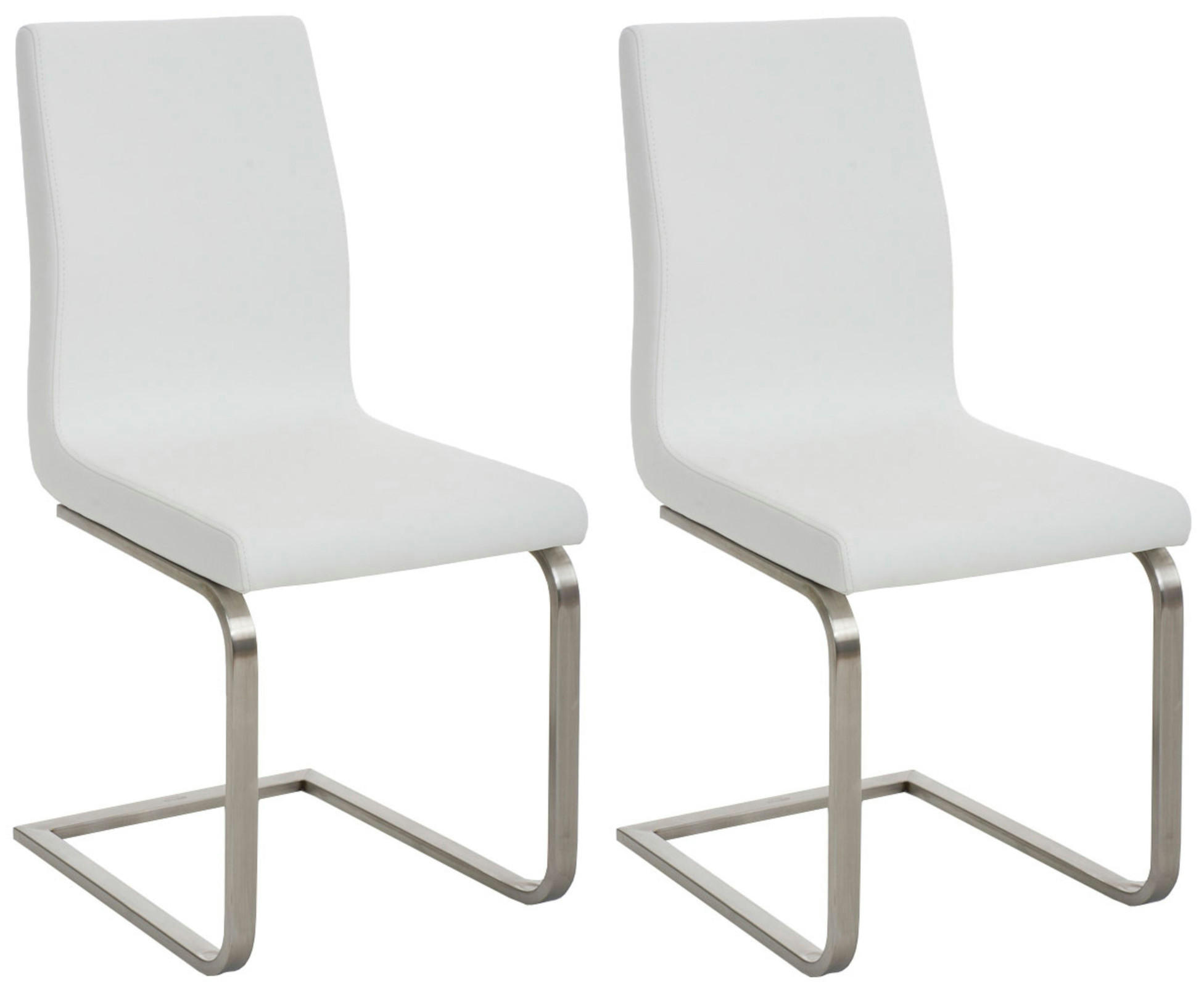 SCHWINGSTUHL 2er Set Lederlook Weiß - Edelstahlfarben/Weiß, Textil/Metall (40/90/50cm) - CLP