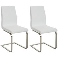 SCHWINGSTUHL 2er Set Lederlook Weiß - Edelstahlfarben/Weiß, Textil/Metall (40/90/50cm) - CLP