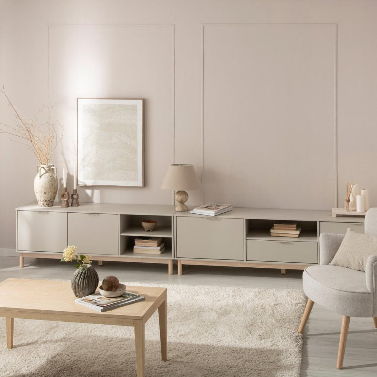 TV-ELEMENT Elian Grau 140 cm x 53 cm - Grau, Holzwerkstoff (140/53/38cm)