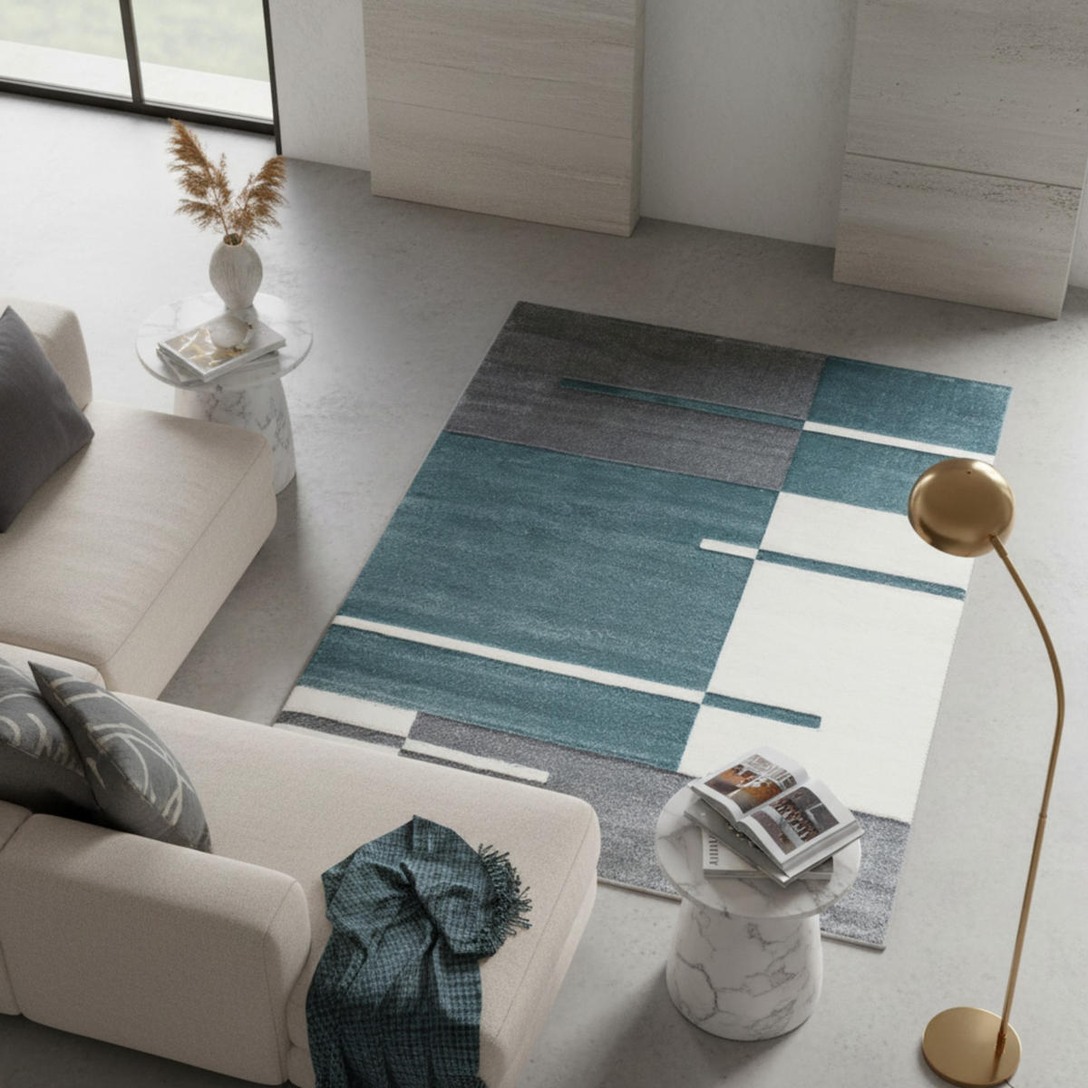 KURZFLORTEPPICH LATEMAR, kariert, Blau, 140 x 200 cm - Blau, Textil (140/200cm) - KADIMA DESIGN