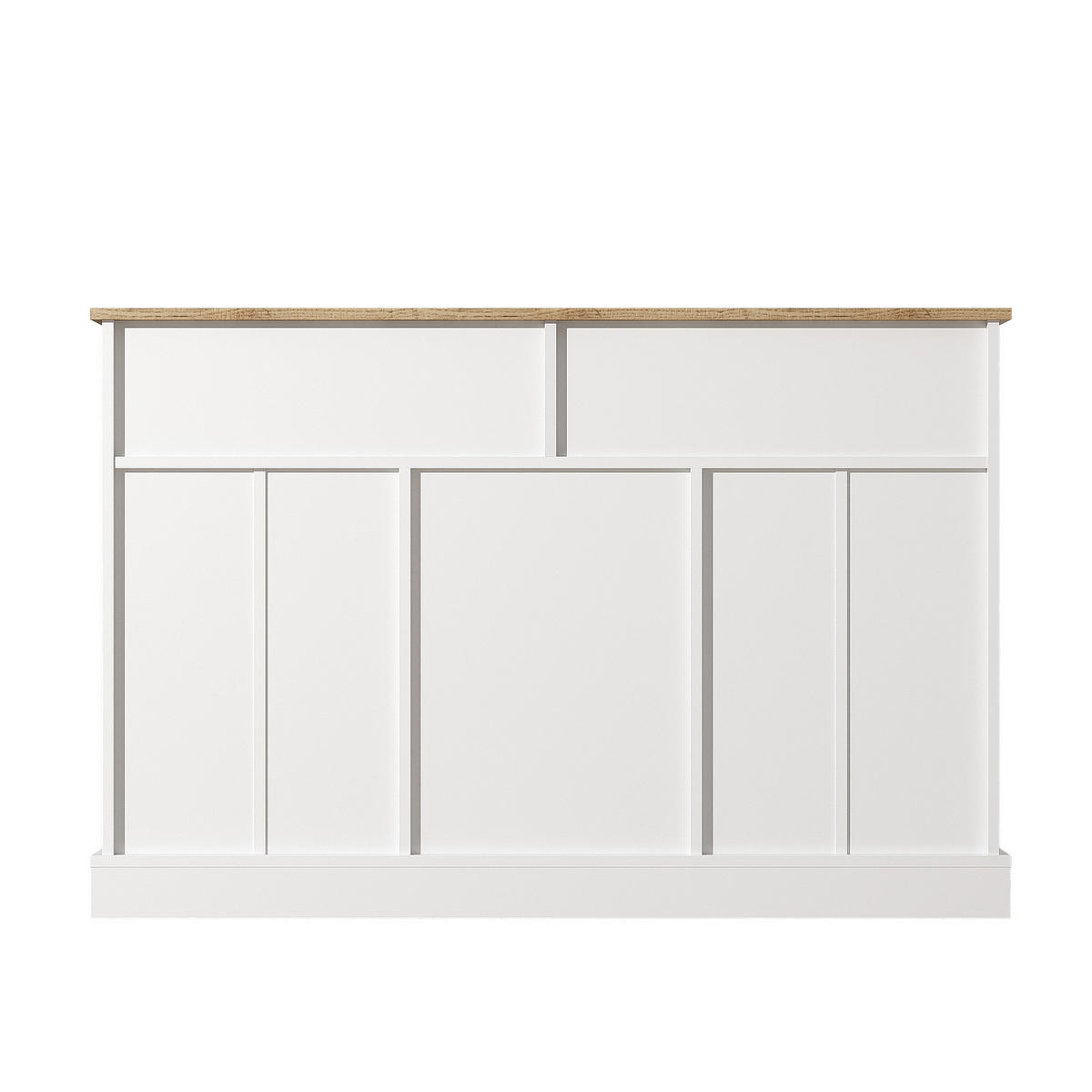 SIDEBOARD 120/36/80,5 cm Weiß/Holzfarbe aus Spanplatte mit 3 Türen - Weiß, Holzwerkstoff (120/80.5/36cm) - OKWISH