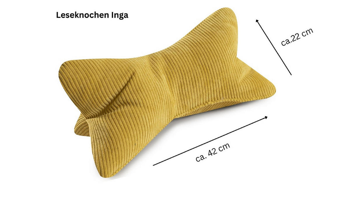 KISSEN Leseknochen Inga gelb - Gelb, Textil (22/42cm) - Magma Heimtexx