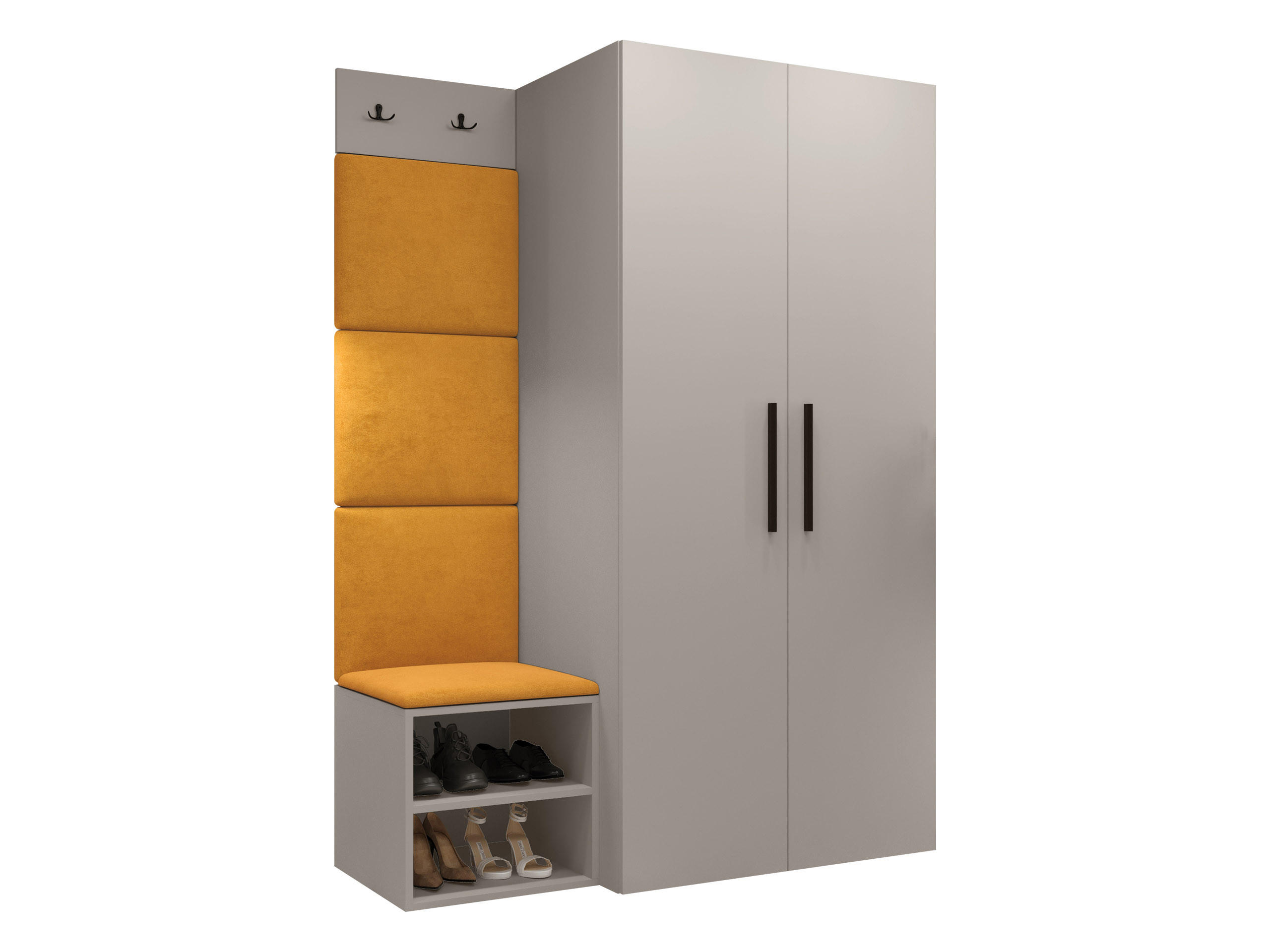 GARDEROBEN-SET Medi IV - Kaschmir/Schwarz, Holzwerkstoff/Kunststoff (80/191/50cm) - MIRJAN24