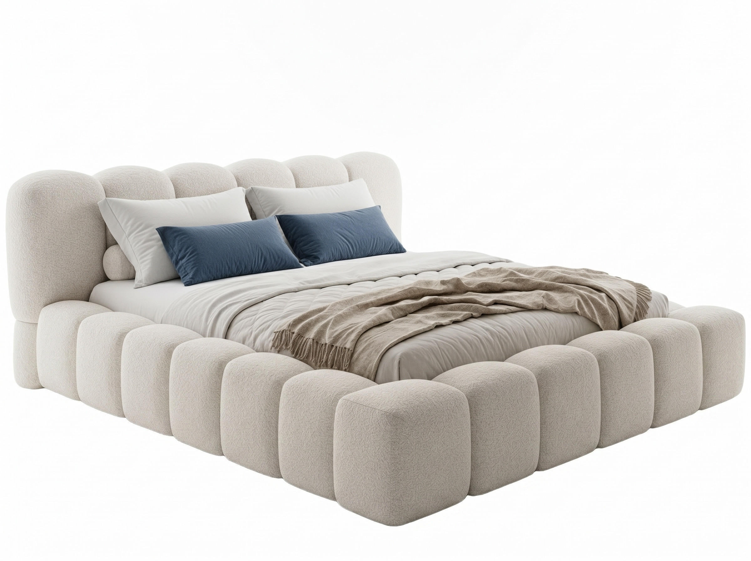 POLSTERBETT Milia Hellbeige 180/200 cm Boucle mit Bettkasten - Beige, Textil/Metall (180/200cm) - wonello