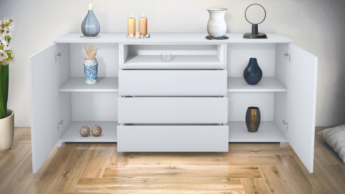 SIDEBOARD Skadu Denim matt - Pastellblau, Holzwerkstoff (166.5/75.5/35cm) - Vladon