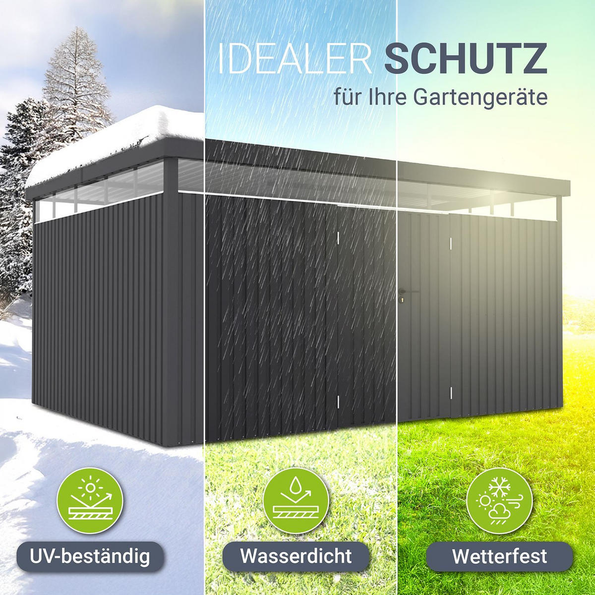 GERÄTEHAUS Luzern Anthrazit - Anthrazit, Metall (396/200/294cm) - Juskys