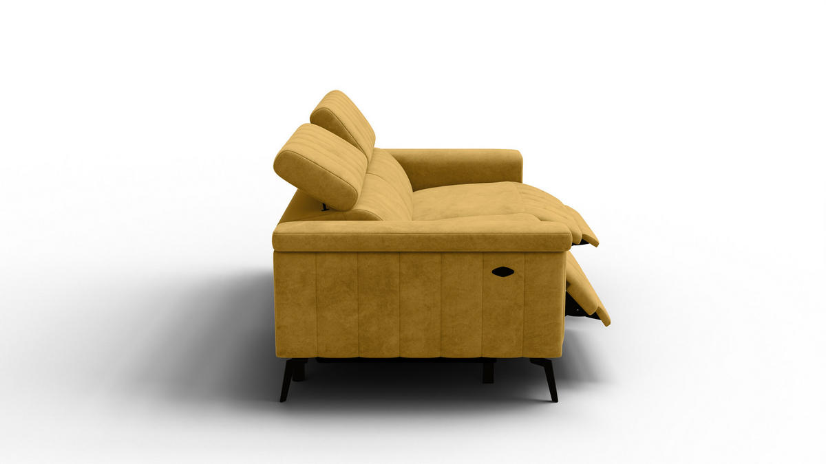 RELAXSOFA NORDEL 3-Sitzer, senfgelb - Gelb/Schwarz, Holz/Textil (194/80/105cm) - Courtois Laville