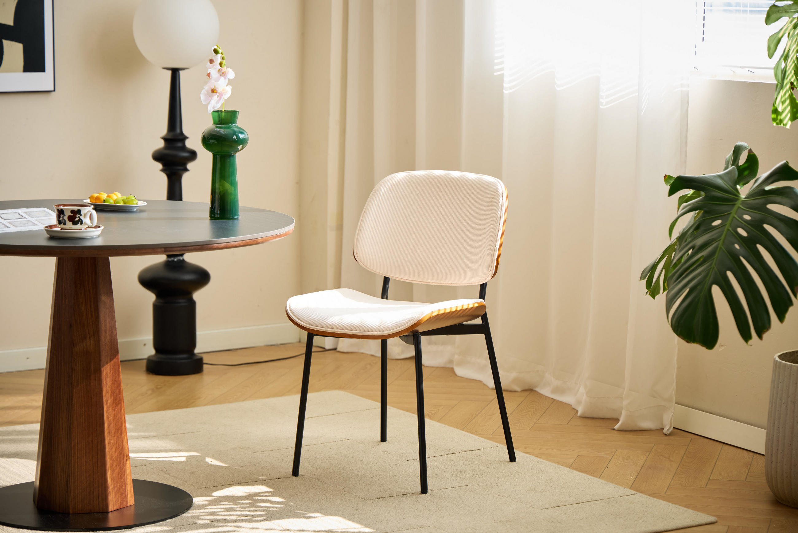 STUHL 2er-Set Cordsamt Beige - Beige, Textil (48/83/56cm) - Nordlys