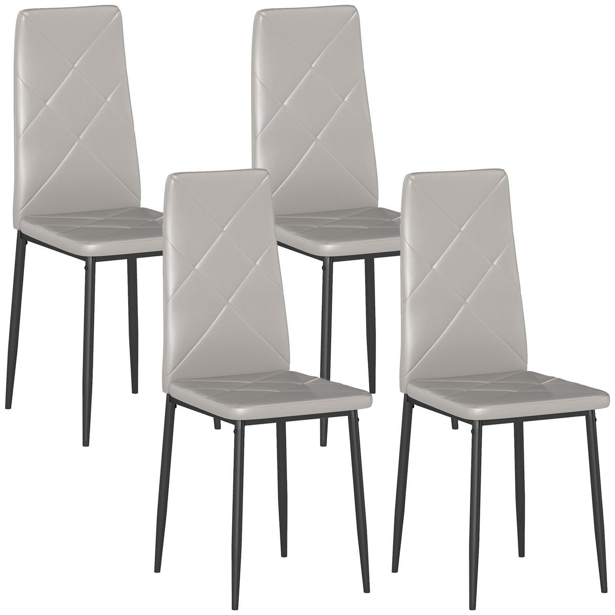 STÜHLE Grau 4 Stück - Grau, Metall (41/97/50cm) - GiPP