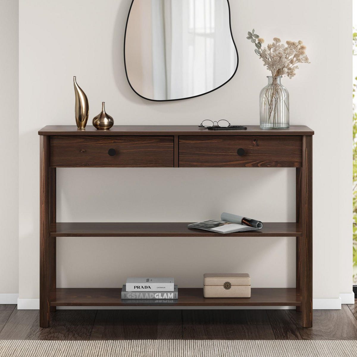 KONSOLENTISCH APOANA nussbaum - Nussbaumfarben, Holz (36/110/78cm) - IDIMEX