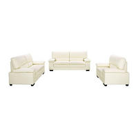 COUCHGARNITUR mit Sessel - 6 Personen - leder - elfenbeinfarben Mimas - Weiß, Leder (162/97/89cm) - Vente-Unique