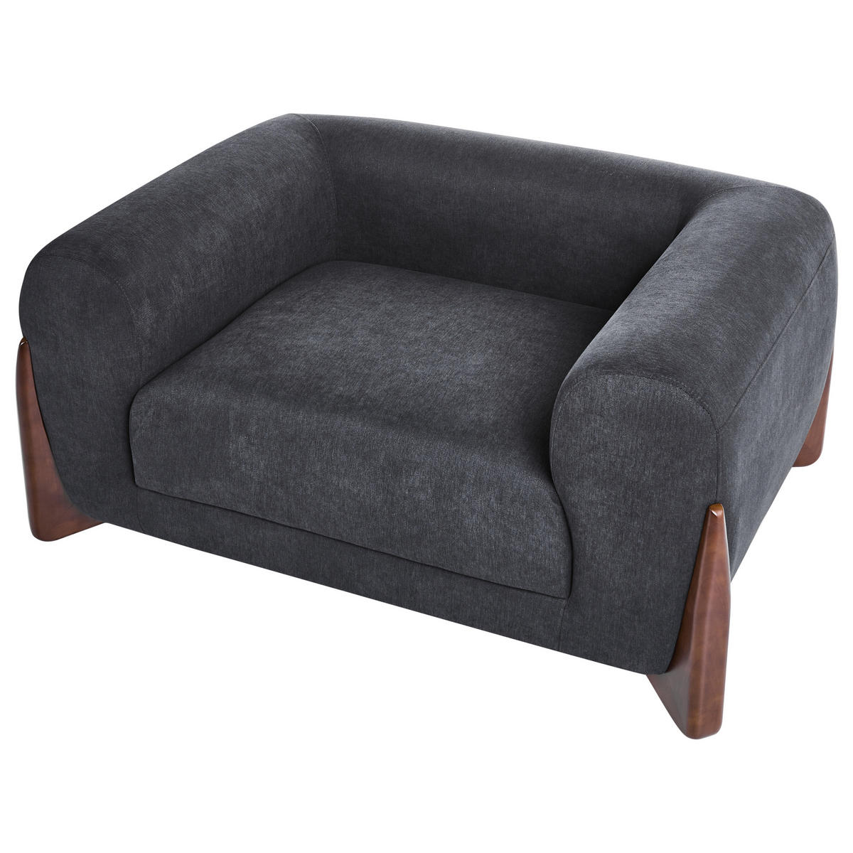SESSEL Schwarz Vinliden - Schwarz/Braun, Holz/Textil (118/62/87cm) - Beliani