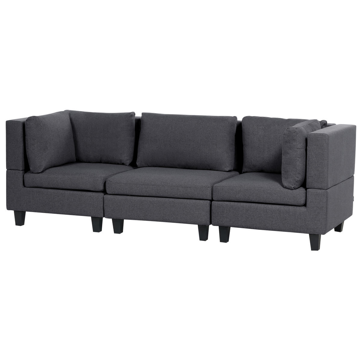 3-SITZER-SOFA Leinenoptik dunkelgrau Unstad - Schwarz/Grau, Textil (228/72/76cm) - Beliani
