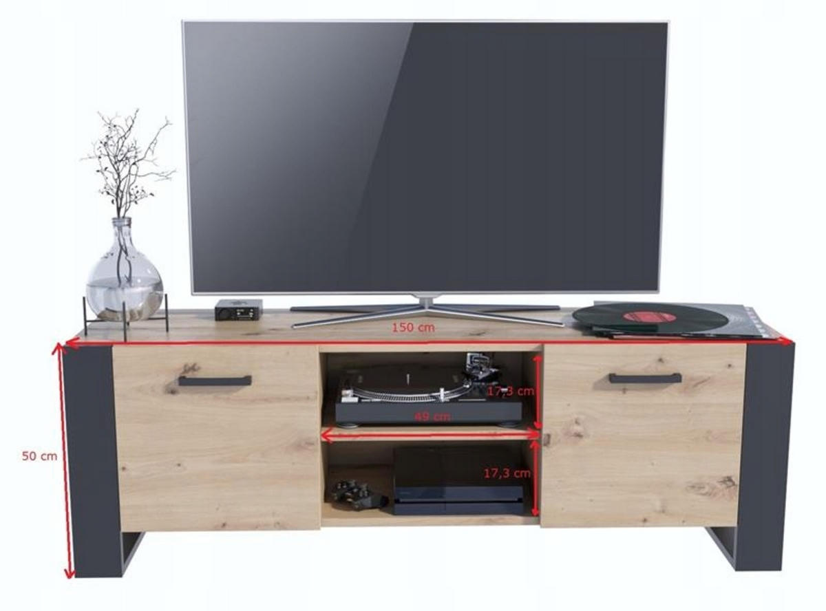 FERNSEHKOMMODE ALBA BIS Artisan Eiche 185/43,6/50 cm - Eiche Artisan, Holzwerkstoff (150/50/43.6cm) - Matkam Möbel