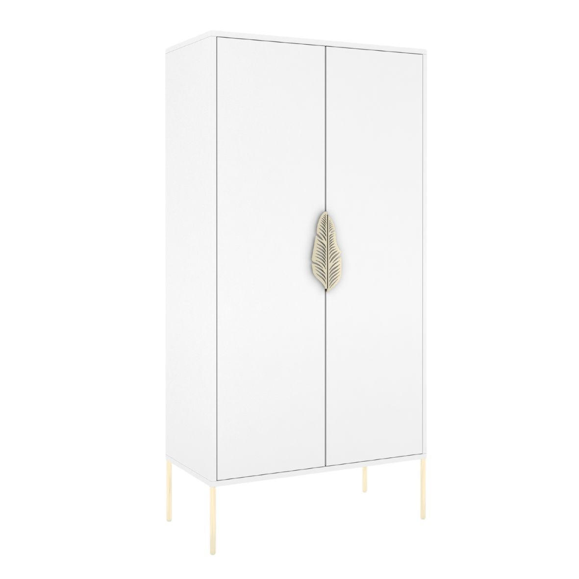 HIGHBOARD Merlin, Weiß, Goldene Details - Goldfarben/Weiß, Holzwerkstoff/Metall (80/160/40cm) - Skandica