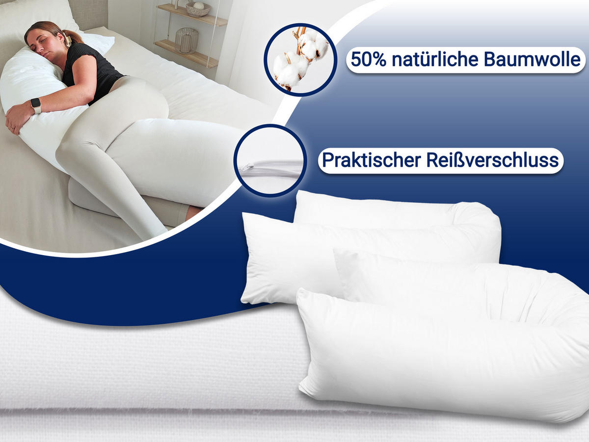 KISSENBEZUG, 2er-Set, 40x200 cm, 50% Polyester, 50% Baumwolle, Weiß - Weiß, Textil (40/200cm) - Zollner