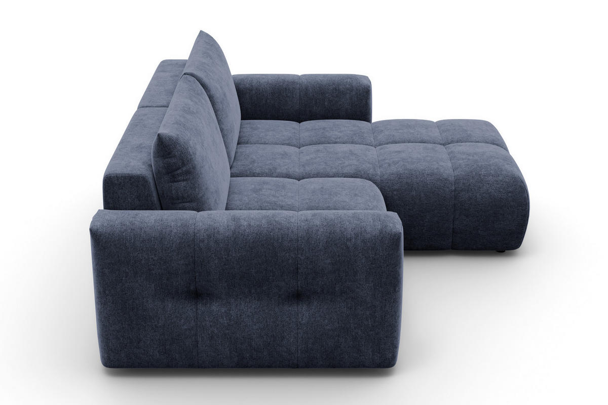 ECKSOFA VERONA 3-Sitzer rechts, Marineblau - Blau/Schwarz, Holz/Textil (224/173cm) - Courtois Laville