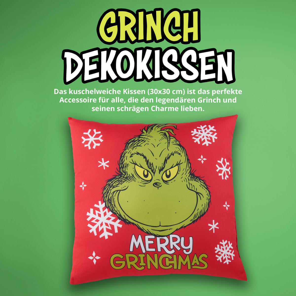 ZIERKISSEN The Grinch Rot 40 x 40 cm - Rot, Textil (40/40/10cm) - United Labels